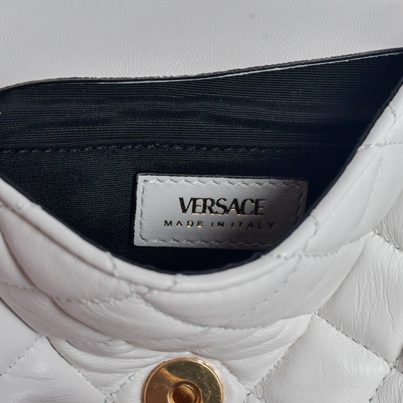 Versace White Quilted Crossbody Bag with Gold Chain - Picture 4 of 4